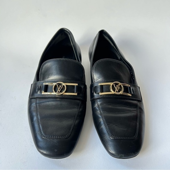 Louis Vuitton Upper Case Flat Black Smoth Leather Loafers Sz 38 - Picture 3 of 11